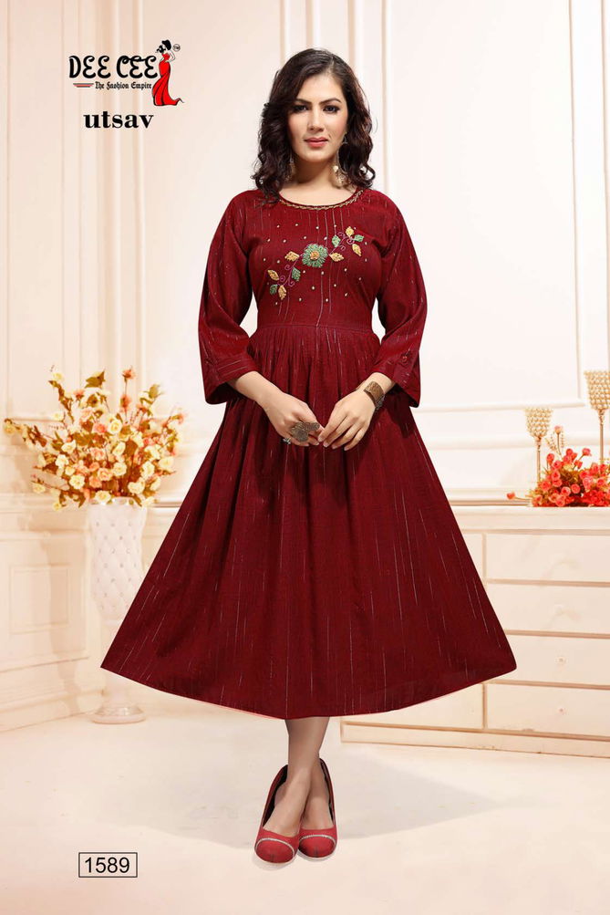 Utsav Dee Cee New Ethnic Wear Designer Rayon Anarkali Kurti Collection 